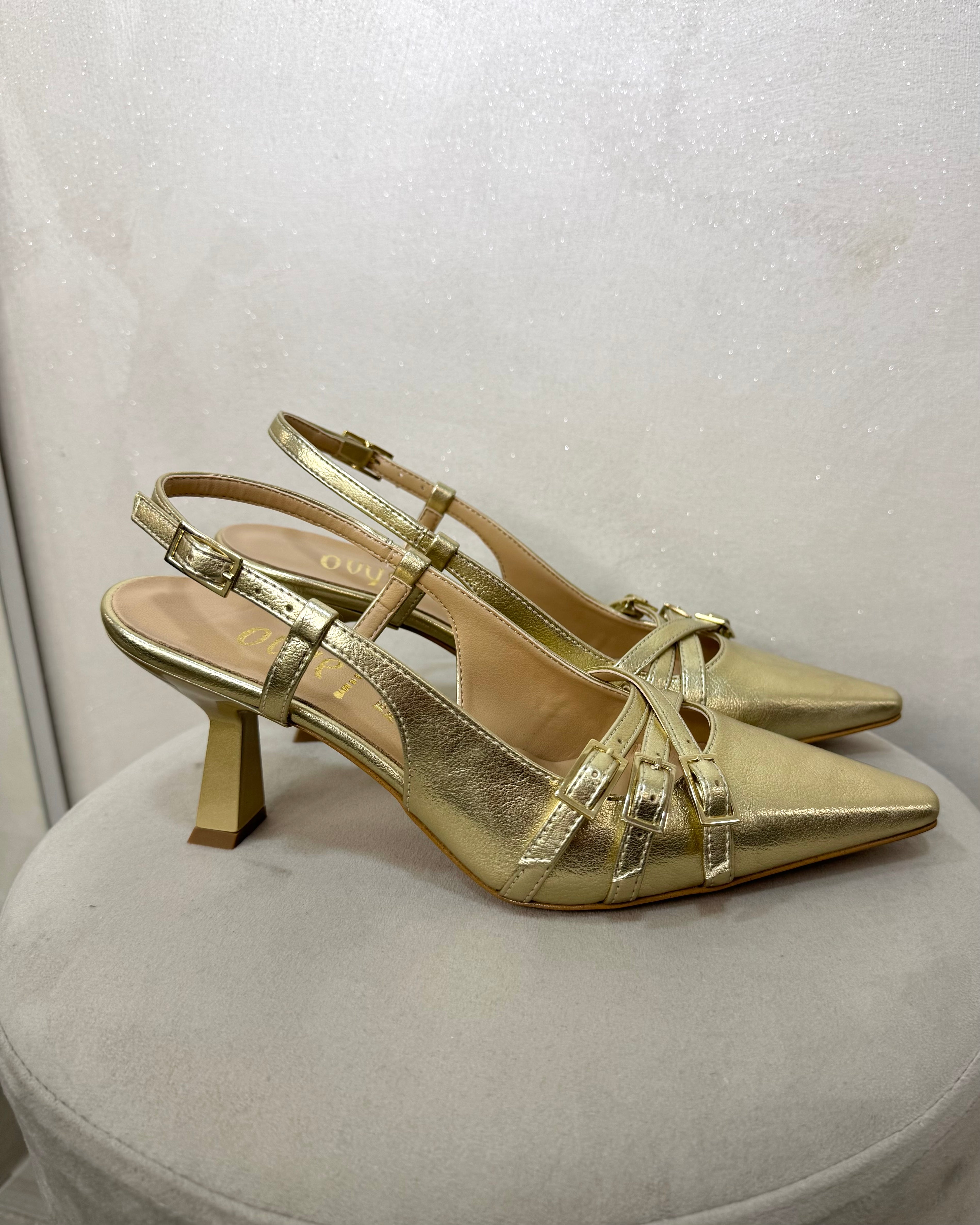 Décolleté in pelle Gold