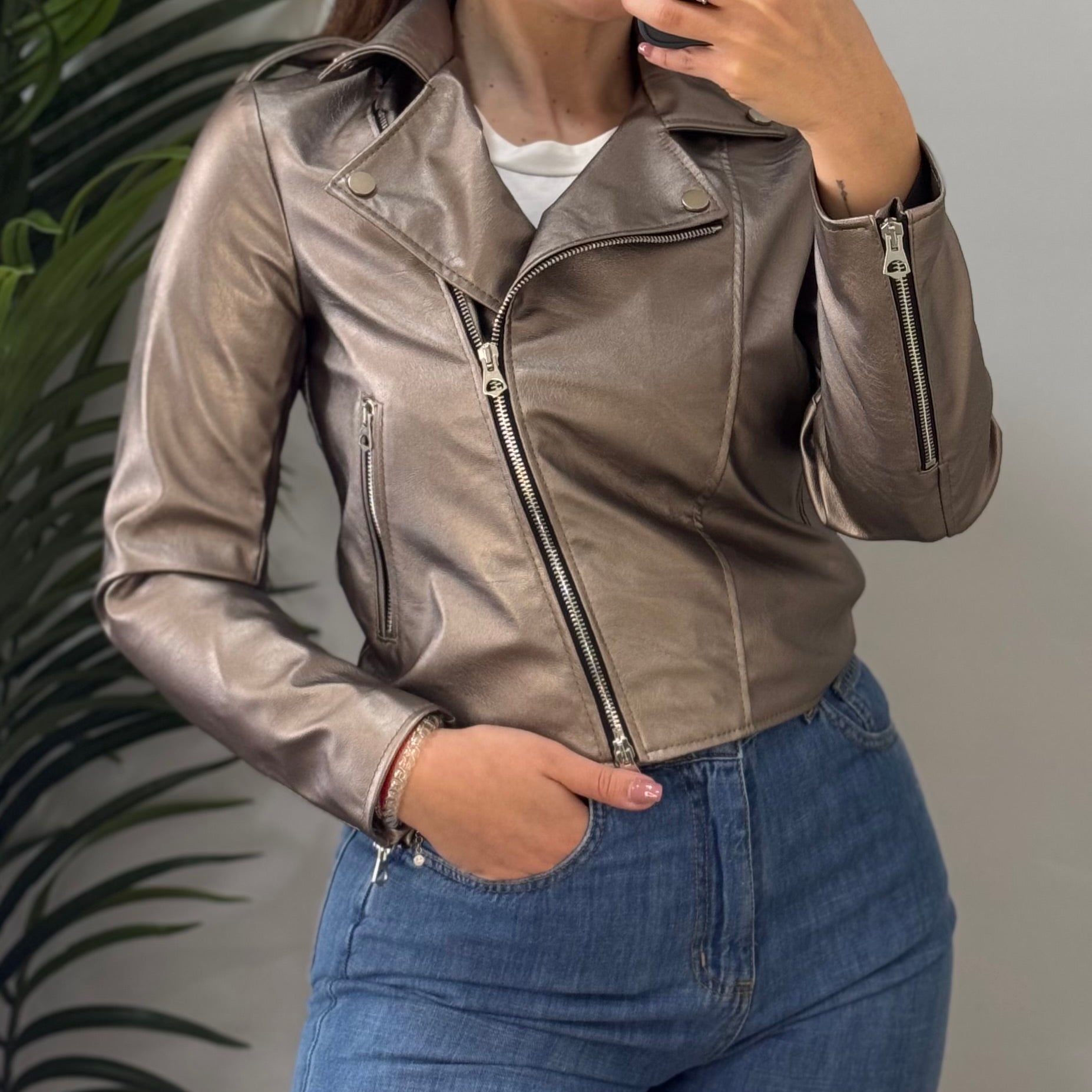 Giacca eco pelle Bronzo