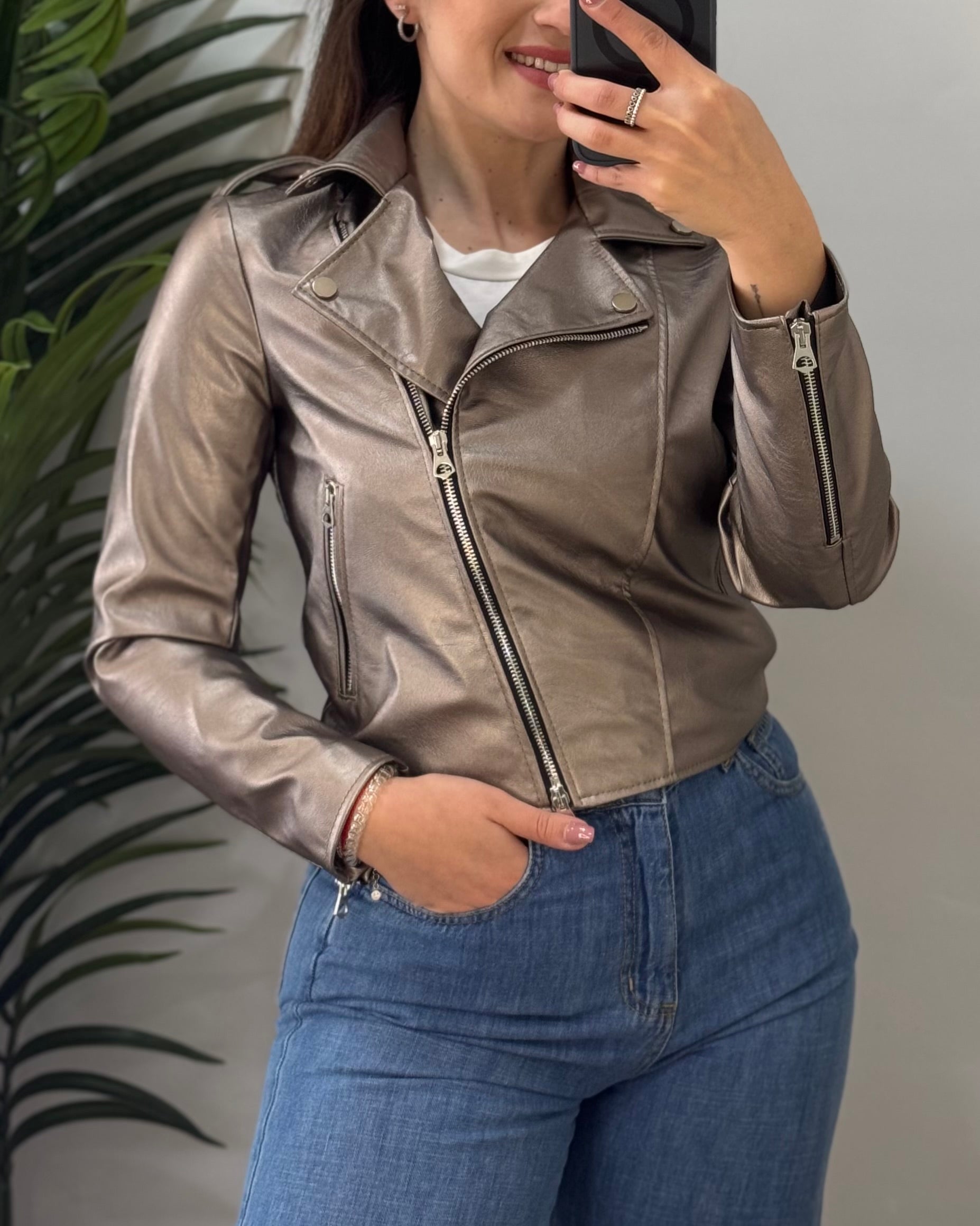Giacca eco pelle Bronzo